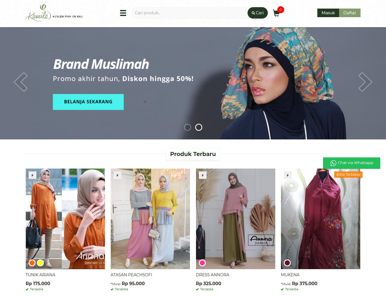 Jasa Pembuatan Web Toko Online Kamelia Moslem Fashion