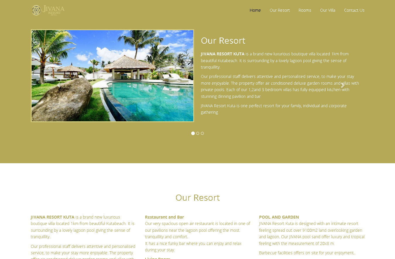 Jasa Pembuatan Website Jivana Resort Kuta Lombok