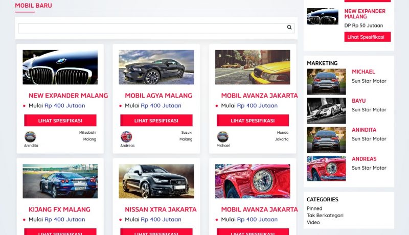 jasa pembuatan toko online - dealer mobil produk